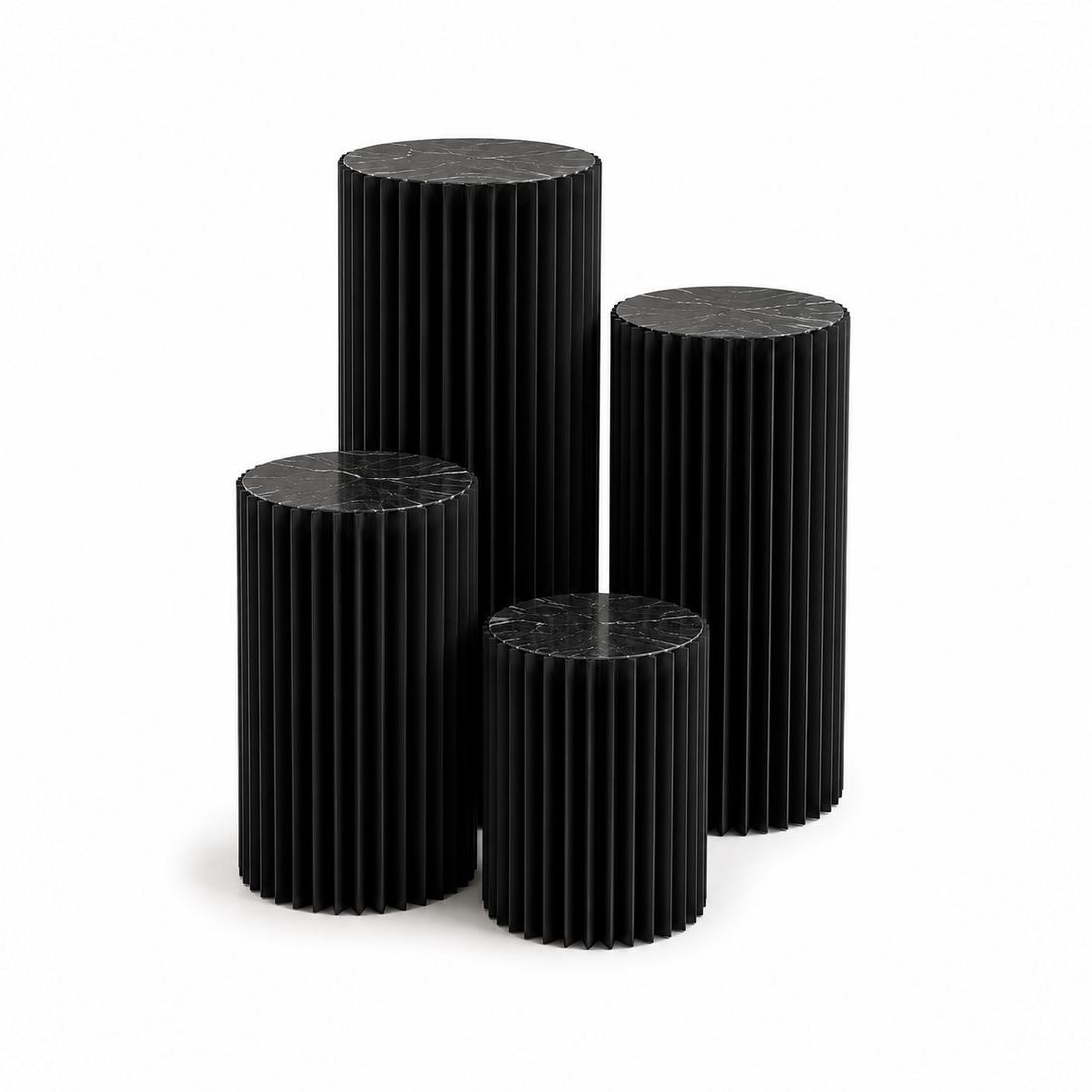 Set Tavolinash Dekorative Cilindrike – 4 Copë
