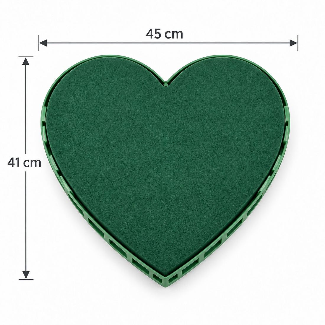 Shpuzë Floristike në Formë Zemre me Bazë Plastike – 45 × 41 cm