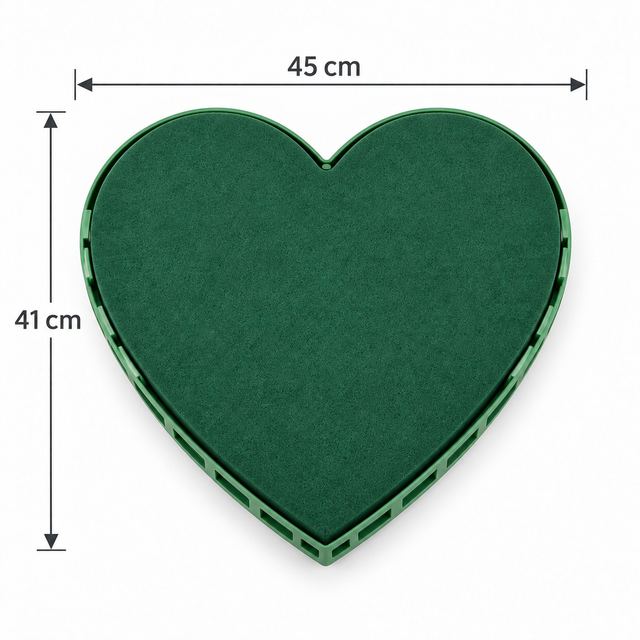 Shpuzë Floristike në Formë Zemre me Bazë Plastike – 45 × 41 cm