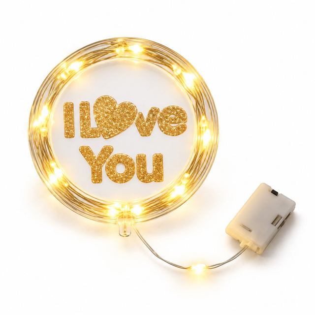 Dekor LED “I Love You” me Ndriçim të Ngrohtë – 8 cm