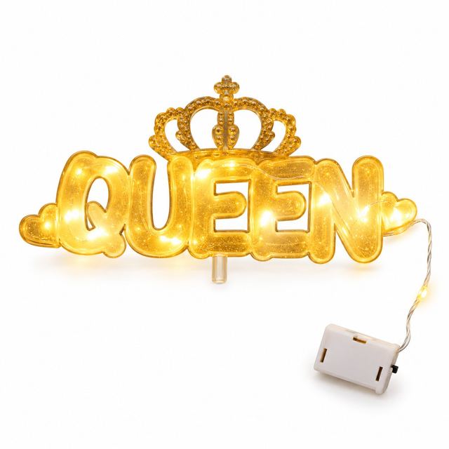 Dekor LED “QUEEN” me Kurorë për Buqeta Lulesh – 14.5 cm