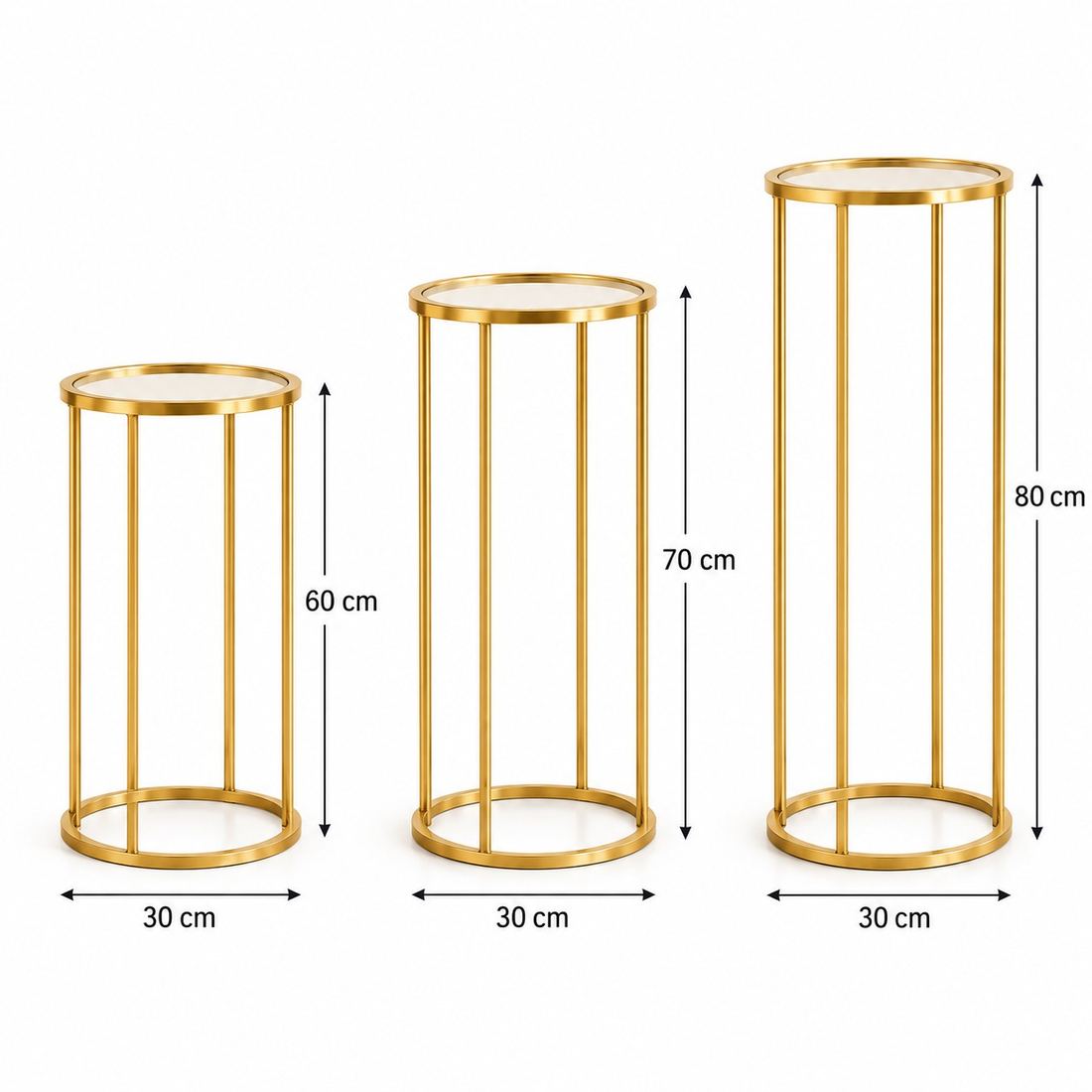 Set Mbajtësesh Dekorative Rrethore Gold – 3 Madhësi