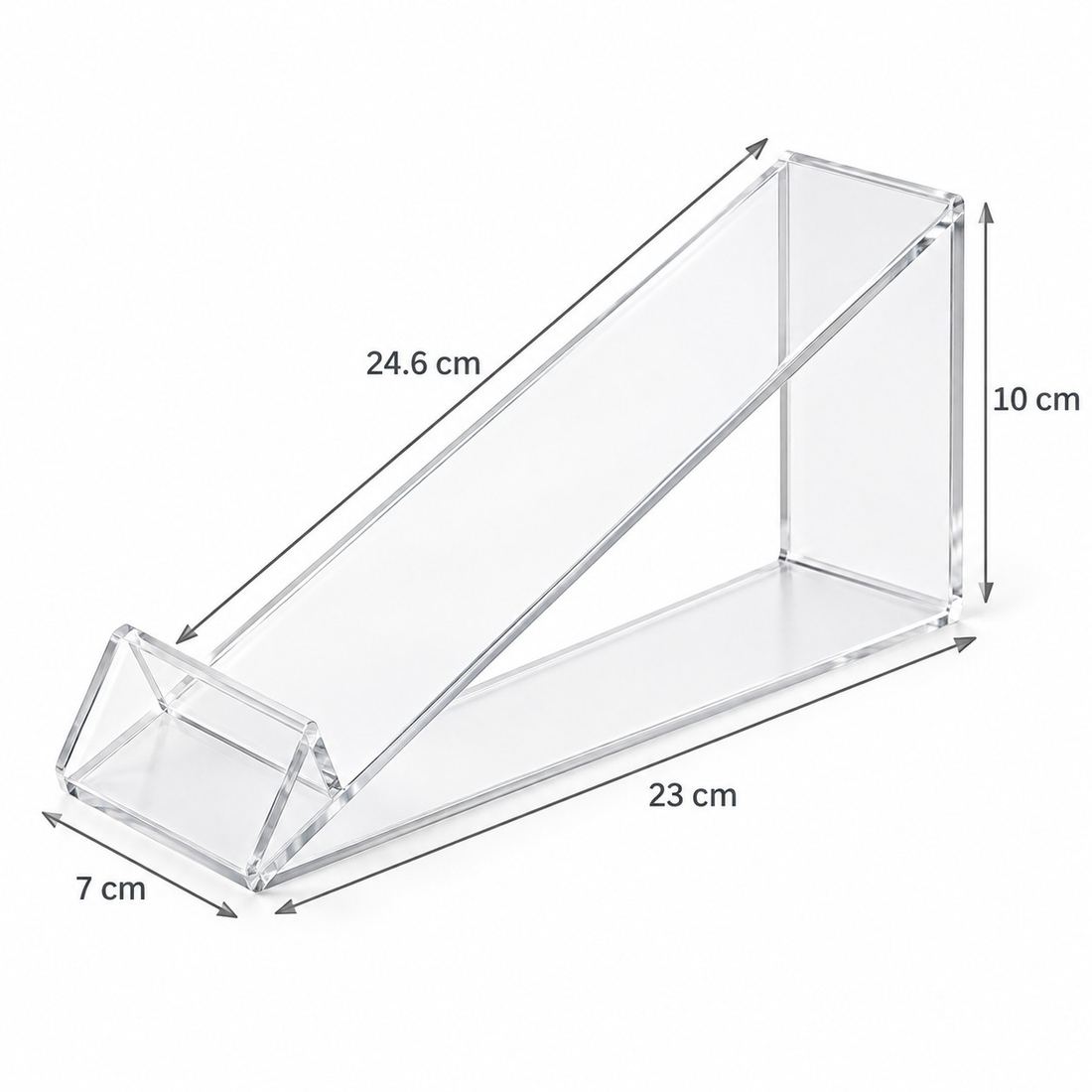 Mbajtëse Akrilike e Pjerrët për Ekspozimin e Këpucëve – 23 × 7 × 10 cm