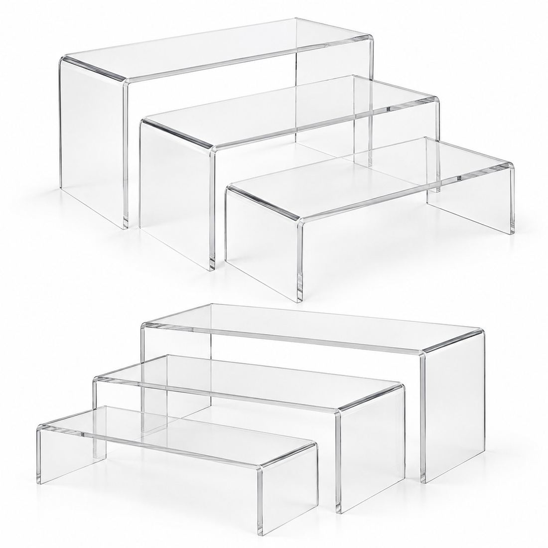 Set Mbajtësesh Ekspozuese Akrilike Transparente – 3 Madhësi
