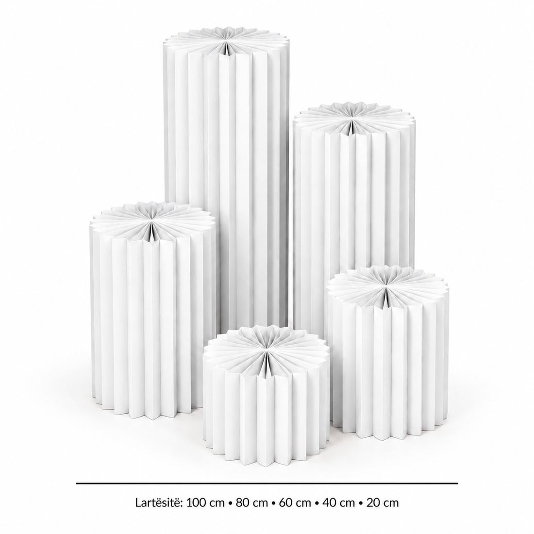 Set Shtyllash Dekorative prej Letre me Palosje – 5 Copa, 20–100 cm — foto 2